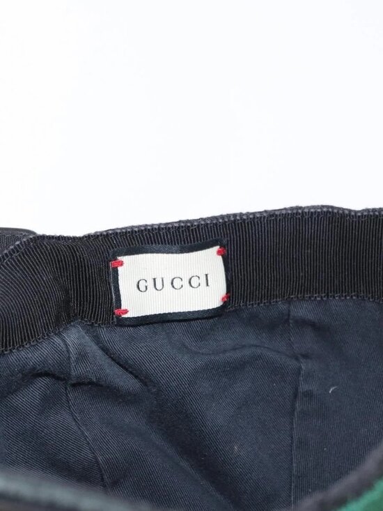 GUCCI GG Canvas Web Sherry Line Cap Black Red Green 200035 Auth 163480 main image 9